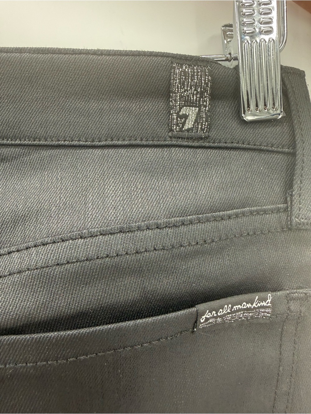 7 For All Mankind Gray/Black Jeggings Skinny Fit Zipper Detail Stretch Pants - Picture 5 of 13